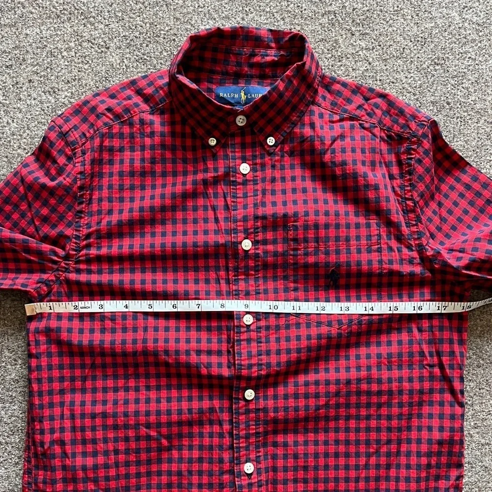 Ralph Lauren Red Gingham Checkered Button Down Long Sleeve Shirt Boys L (14-16)